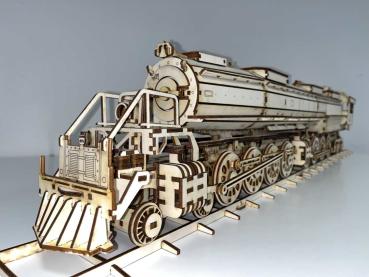 Western Union UP400 (4-8-8-4) Big Boy steam locomotive as a 3D wooden model - close up front left side